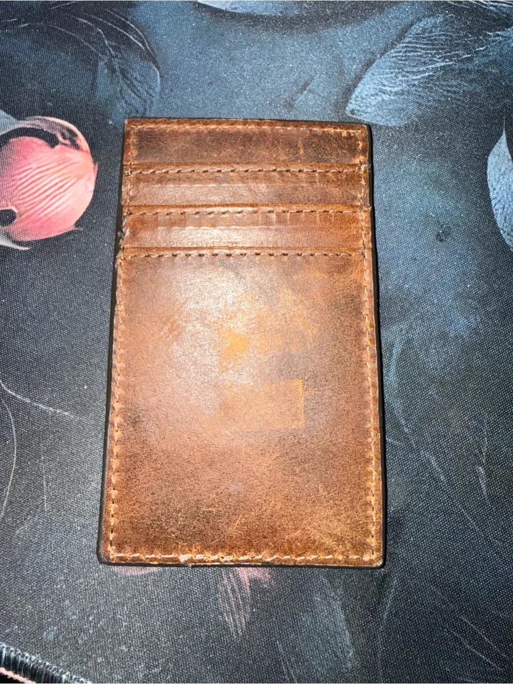Brown Leather 'Howdy' Card Holder Wallet